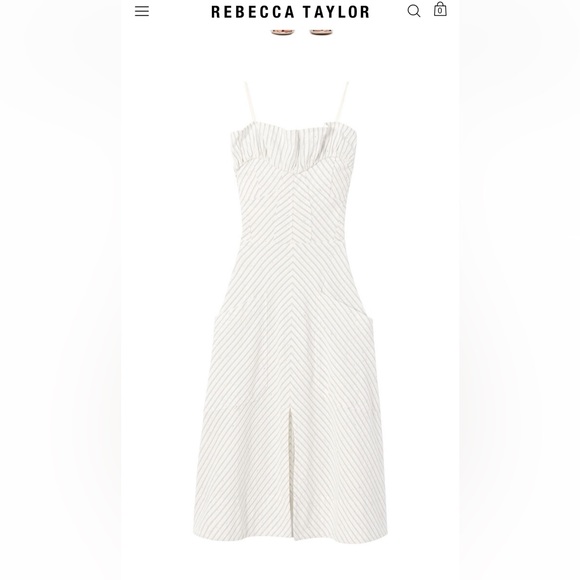 Rebecca Taylor MULTI COLOR STRIPE RUFFLE DRESS NWOT - Picture 2 of 13